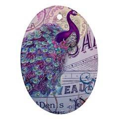 French Scripts  Purple Peacock Floral Paris Decor Oval Ornament by chicelegantboutique