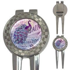 French Scripts  Purple Peacock Floral Paris Decor Golf Pitchfork & Ball Marker by chicelegantboutique