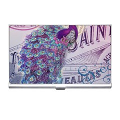 French Scripts  Purple Peacock Floral Paris Decor Business Card Holder by chicelegantboutique