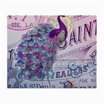 French Scripts  Purple Peacock Floral Paris Decor Glasses Cloth (Small, Two Sided) Front