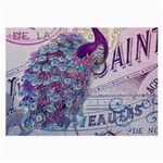 French Scripts  Purple Peacock Floral Paris Decor Glasses Cloth (Large, Two Sided) Front