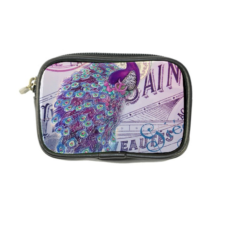 French Scripts  Purple Peacock Floral Paris Decor Coin Purse