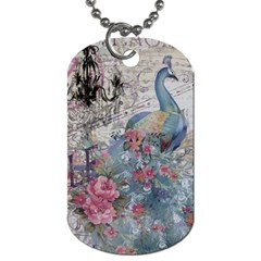 French Vintage Chandelier Blue Peacock Floral Paris Decor Dog Tag (one Sided) by chicelegantboutique