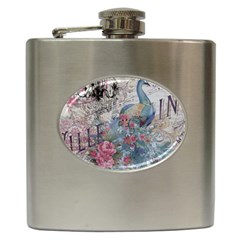 French Vintage Chandelier Blue Peacock Floral Paris Decor Hip Flask by chicelegantboutique