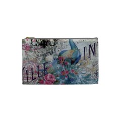 French Vintage Chandelier Blue Peacock Floral Paris Decor Cosmetic Bag (small) by chicelegantboutique