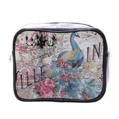 French Vintage Chandelier Blue Peacock Floral Paris Decor Mini Travel Toiletry Bag (one Side) by chicelegantboutique