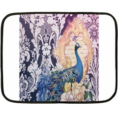 Damask French Scripts  Purple Peacock Floral Paris Decor Mini Fleece Blanket (two Sided) by chicelegantboutique