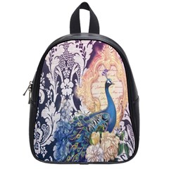 Damask French Scripts  Purple Peacock Floral Paris Decor School Bag (small) by chicelegantboutique