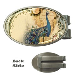 Victorian Swirls Peacock Floral Paris Decor Money Clip (oval)