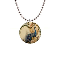 Victorian Swirls Peacock Floral Paris Decor Button Necklace by chicelegantboutique