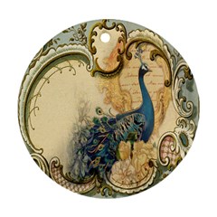 Victorian Swirls Peacock Floral Paris Decor Round Ornament (two Sides) by chicelegantboutique