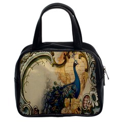 Victorian Swirls Peacock Floral Paris Decor Classic Handbag (two Sides) by chicelegantboutique