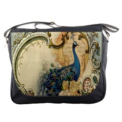 Victorian Swirls Peacock Floral Paris Decor Messenger Bag by chicelegantboutique