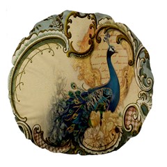 Victorian Swirls Peacock Floral Paris Decor 18  Premium Round Cushion 