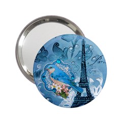 Girly Blue Bird Vintage Damask Floral Paris Eiffel Tower Handbag Mirror (2 25 ) by chicelegantboutique