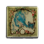 Victorian Girly Blue Bird Vintage Damask Floral Paris Eiffel Tower Memory Card Reader with Storage (Square) Front