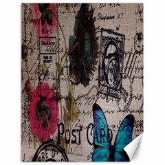 Floral Scripts Blue Butterfly Eiffel Tower Vintage Paris Fashion Canvas 18  X 24  (unframed)