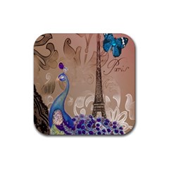 Modern Butterfly  Floral Paris Eiffel Tower Decor Drink Coaster (square) by chicelegantboutique
