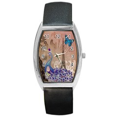 Modern Butterfly  Floral Paris Eiffel Tower Decor Tonneau Leather Watch by chicelegantboutique