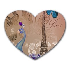 Modern Butterfly  Floral Paris Eiffel Tower Decor Mouse Pad (heart) by chicelegantboutique