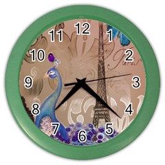 Modern Butterfly  Floral Paris Eiffel Tower Decor Wall Clock (Color)