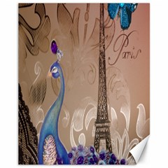 Modern Butterfly  Floral Paris Eiffel Tower Decor Canvas 11  x 14  (Unframed)