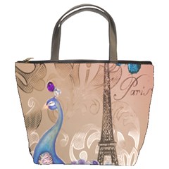 Modern Butterfly  Floral Paris Eiffel Tower Decor Bucket Bag