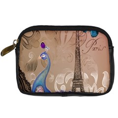 Modern Butterfly  Floral Paris Eiffel Tower Decor Digital Camera Leather Case