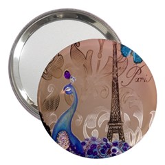Modern Butterfly  Floral Paris Eiffel Tower Decor 3  Handbag Mirror by chicelegantboutique