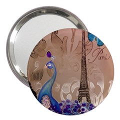 Modern Butterfly  Floral Paris Eiffel Tower Decor 3  Handbag Mirror