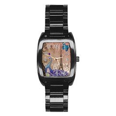 Modern Butterfly  Floral Paris Eiffel Tower Decor Men s Stainless Steel Barrel Analog Watch