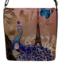 Modern Butterfly  Floral Paris Eiffel Tower Decor Flap closure messenger bag (Small)