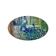 French Scripts Vintage Peacock Floral Paris Decor Sticker (oval) by chicelegantboutique