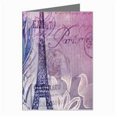 Peacock Feather White Rose Paris Eiffel Tower Greeting Card by chicelegantboutique