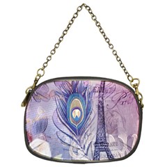 Peacock Feather White Rose Paris Eiffel Tower Chain Purse (one Side) by chicelegantboutique