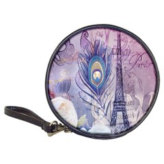 Peacock Feather White Rose Paris Eiffel Tower Cd Wallet by chicelegantboutique