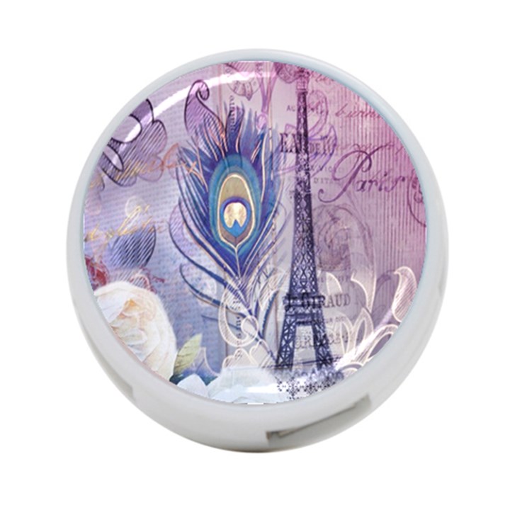 Peacock Feather White Rose Paris Eiffel Tower 4-Port USB Hub (Two Sides)