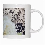 Elegant White Rose Vintage Damask White Coffee Mug Right