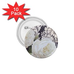 Elegant White Rose Vintage Damask 1 75  Button (10 Pack) by chicelegantboutique