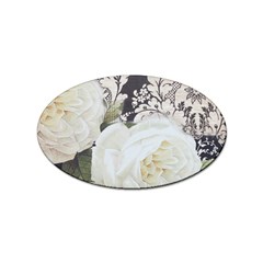 Elegant White Rose Vintage Damask Sticker 10 Pack (oval) by chicelegantboutique