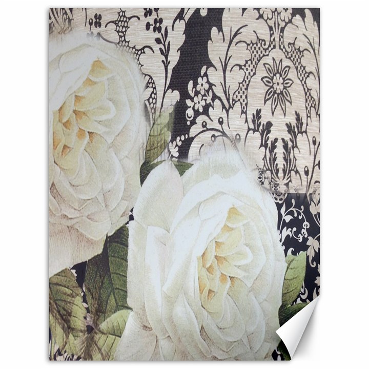 Elegant White Rose Vintage Damask Canvas 12  x 16  (Unframed)