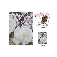 Elegant White Rose Vintage Damask Playing Cards (mini) by chicelegantboutique