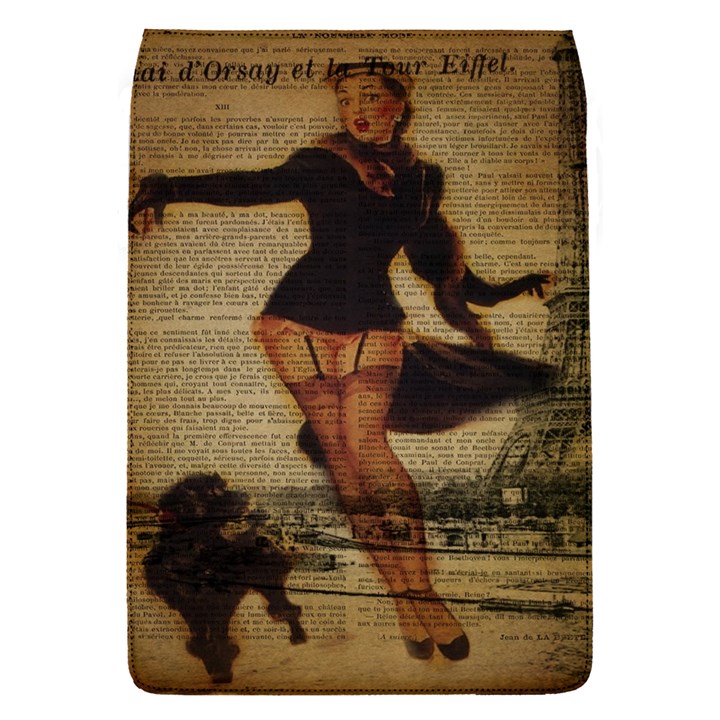 Paris Lady And French Poodle Vintage Newspaper Print Sexy Hot Gil Elvgren Pin Up Girl Paris Eiffel T Removable Flap Cover (Small)