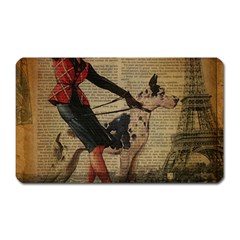 Paris Girl And Great Dane Vintage Newspaper Print Sexy Hot Gil Elvgren Pin Up Girl Paris Eiffel Towe Magnet (rectangular) by chicelegantboutique