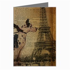 Paris Girl And Great Dane Vintage Newspaper Print Sexy Hot Gil Elvgren Pin Up Girl Paris Eiffel Towe Greeting Card by chicelegantboutique