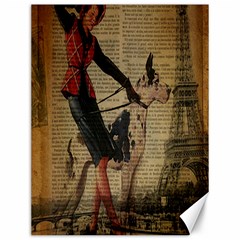 Paris Girl And Great Dane Vintage Newspaper Print Sexy Hot Gil Elvgren Pin Up Girl Paris Eiffel Towe Canvas 12  X 16  (unframed) by chicelegantboutique