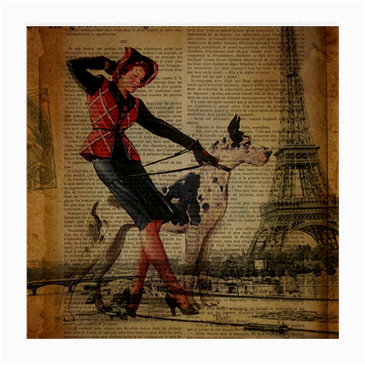 Paris Girl And Great Dane Vintage Newspaper Print Sexy Hot Gil Elvgren Pin Up Girl Paris Eiffel Towe Glasses Cloth (Medium)