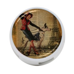 Paris Girl And Great Dane Vintage Newspaper Print Sexy Hot Gil Elvgren Pin Up Girl Paris Eiffel Towe 4-port Usb Hub (one Side) by chicelegantboutique