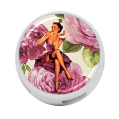 Cute Purple Dress Pin Up Girl Pink Rose Floral Art 4-port Usb Hub (two Sides) by chicelegantboutique