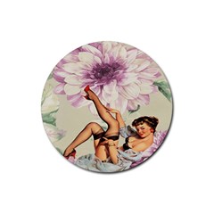 Gil Elvgren Pin Up Girl Purple Flower Fashion Art Drink Coaster (round)